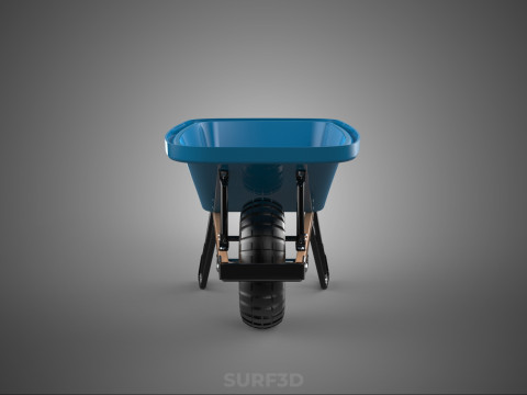 WOOD WOODEN HANDLES HANDLE STEEL FRAME WHEEL BARROW WHEELBARROW 3D Model