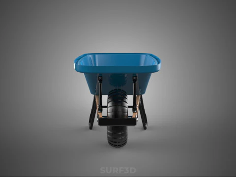 WOOD WOODEN HANDLES HANDLE STEEL FRAME WHEEL BARROW WHEELBARROW 3D Model