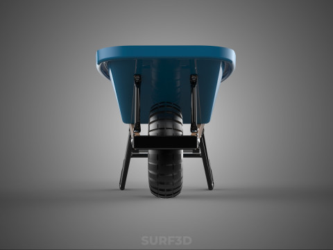 WOOD WOODEN HANDLES HANDLE STEEL FRAME WHEEL BARROW WHEELBARROW 3D Model