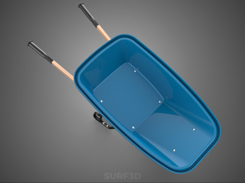 WOOD WOODEN HANDLES HANDLE STEEL FRAME WHEEL BARROW WHEELBARROW 3D Model
