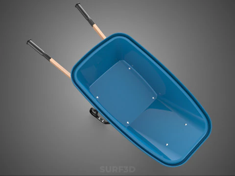 WOOD WOODEN HANDLES HANDLE STEEL FRAME WHEEL BARROW WHEELBARROW 3D Model