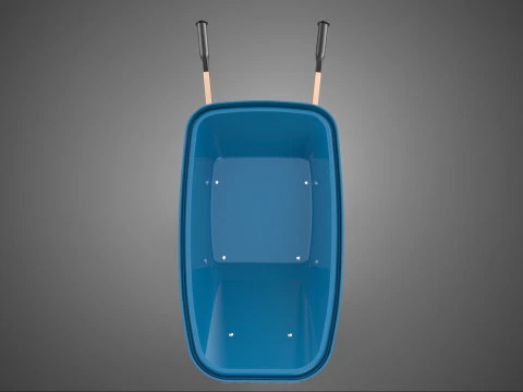 WOOD WOODEN HANDLES HANDLE STEEL FRAME WHEEL BARROW WHEELBARROW 3D Model