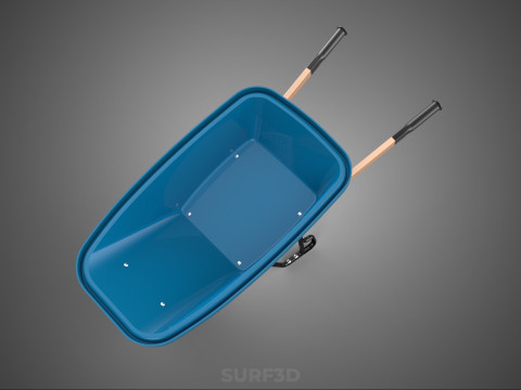 WOOD WOODEN HANDLES HANDLE STEEL FRAME WHEEL BARROW WHEELBARROW 3D Model