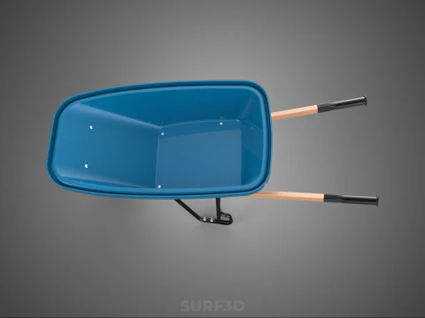 WOOD WOODEN HANDLES HANDLE STEEL FRAME WHEEL BARROW WHEELBARROW 3D Model