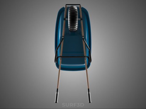 WOOD WOODEN HANDLES HANDLE STEEL FRAME WHEEL BARROW WHEELBARROW 3D Model