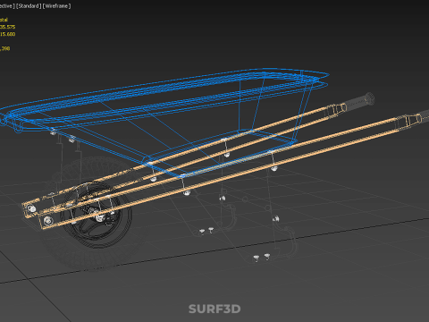 WOOD WOODEN HANDLES HANDLE STEEL FRAME WHEEL BARROW WHEELBARROW 3D Model