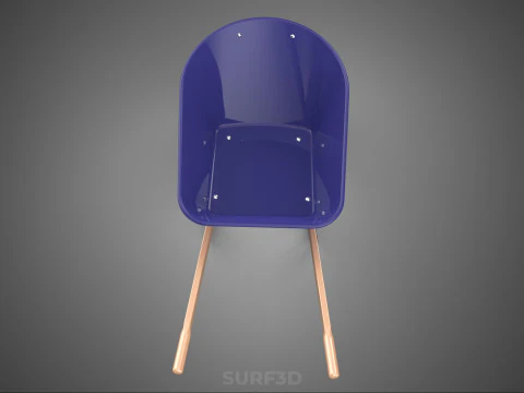 PURPLE BLUE BUCKET TRAY CART WOOD HANDLES TWO WHEEL WHEELBARROW 3D Model