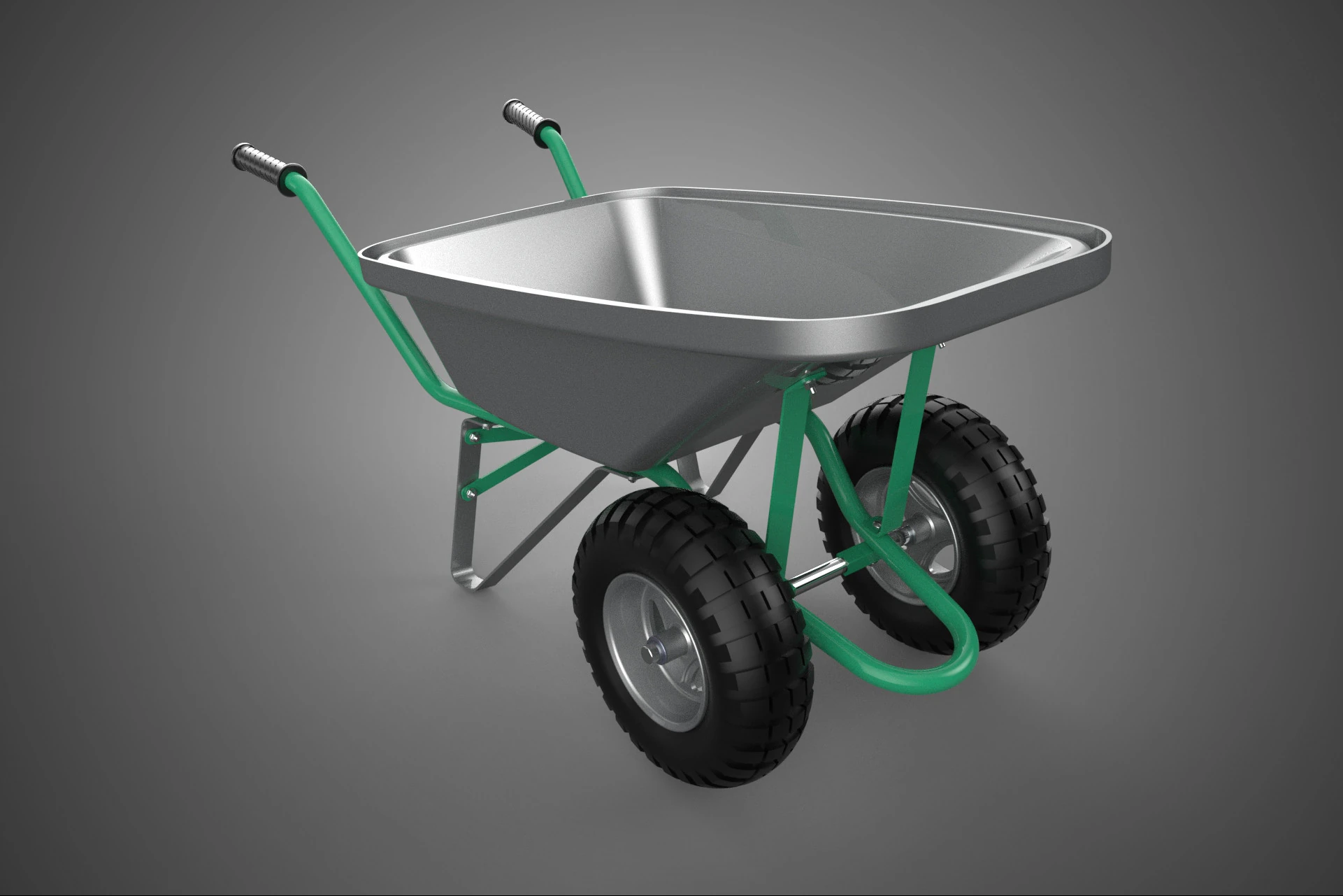 DUAL 2 DOUBLE TWO TWIN TIRE WHEEL WHEELED WHEELBARROW CART METAL 3D Model .c4d .max .obj .3ds .fbx .stl .blend 