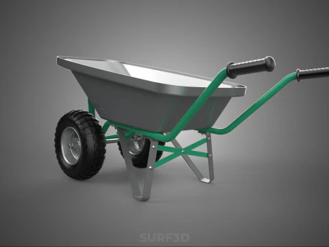 DUAL 2 DOUBLE TWO TWIN TIRE WHEEL WHEELED WHEELBARROW CART METAL 3D Model