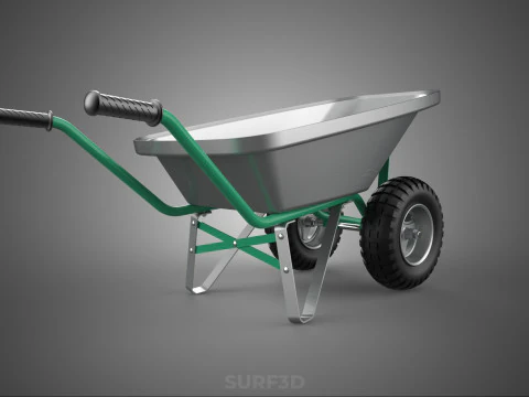 DUAL 2 DOUBLE TWO TWIN TIRE WHEEL WHEELED WHEELBARROW CART METAL 3D Model