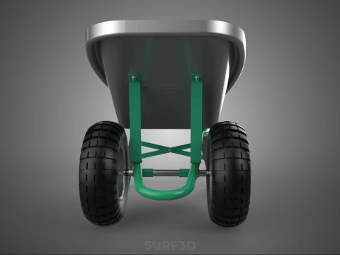 DUAL 2 DOUBLE TWO TWIN TIRE WHEEL WHEELED WHEELBARROW CART METAL 3D Model