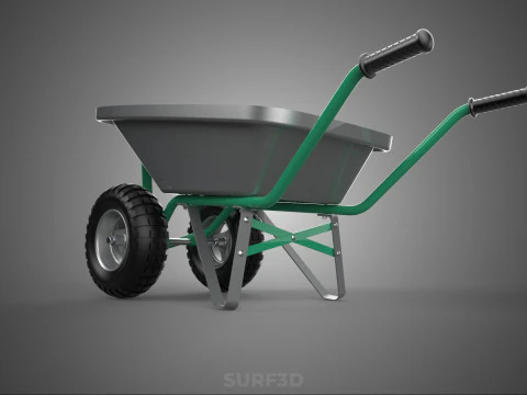DUAL 2 DOUBLE TWO TWIN TIRE WHEEL WHEELED WHEELBARROW CART METAL 3D Model