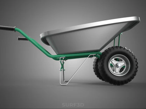 DUAL 2 DOUBLE TWO TWIN TIRE WHEEL WHEELED WHEELBARROW CART METAL 3D Model