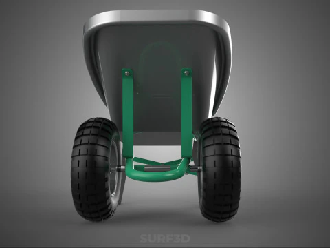 DUAL 2 DOUBLE TWO TWIN TIRE WHEEL WHEELED WHEELBARROW CART METAL 3D Model