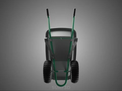 DUAL 2 DOUBLE TWO TWIN TIRE WHEEL WHEELED WHEELBARROW CART METAL 3D Model