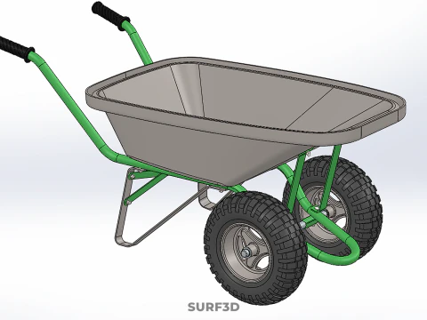 DUAL 2 DOUBLE TWO TWIN TIRE WHEEL WHEELED WHEELBARROW CART METAL 3D Model