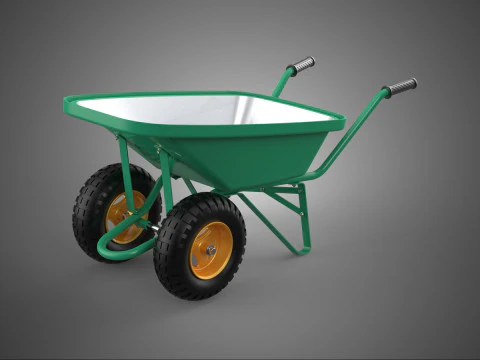DOBLE RUEDA NEUM&Aacute;TICO CARRETILLA HERRAMIENTA JARD&Iacute;N BANDEJA VERDE CARRO GRANJA Modelo 3D