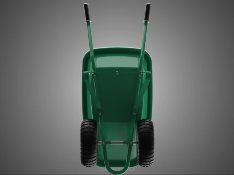 TWIN WHEEL TIRE WHEELBARROW TOOL GARDEN GREEN TRAY TROLLEY FARM 3D Model
