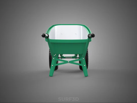 TWIN WHEEL TIRE WHEELBARROW TOOL GARDEN GREEN TRAY TROLLEY FARM 3D Model