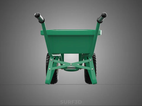 TWIN WHEEL TIRE WHEELBARROW TOOL GARDEN GREEN TRAY TROLLEY FARM 3D Model
