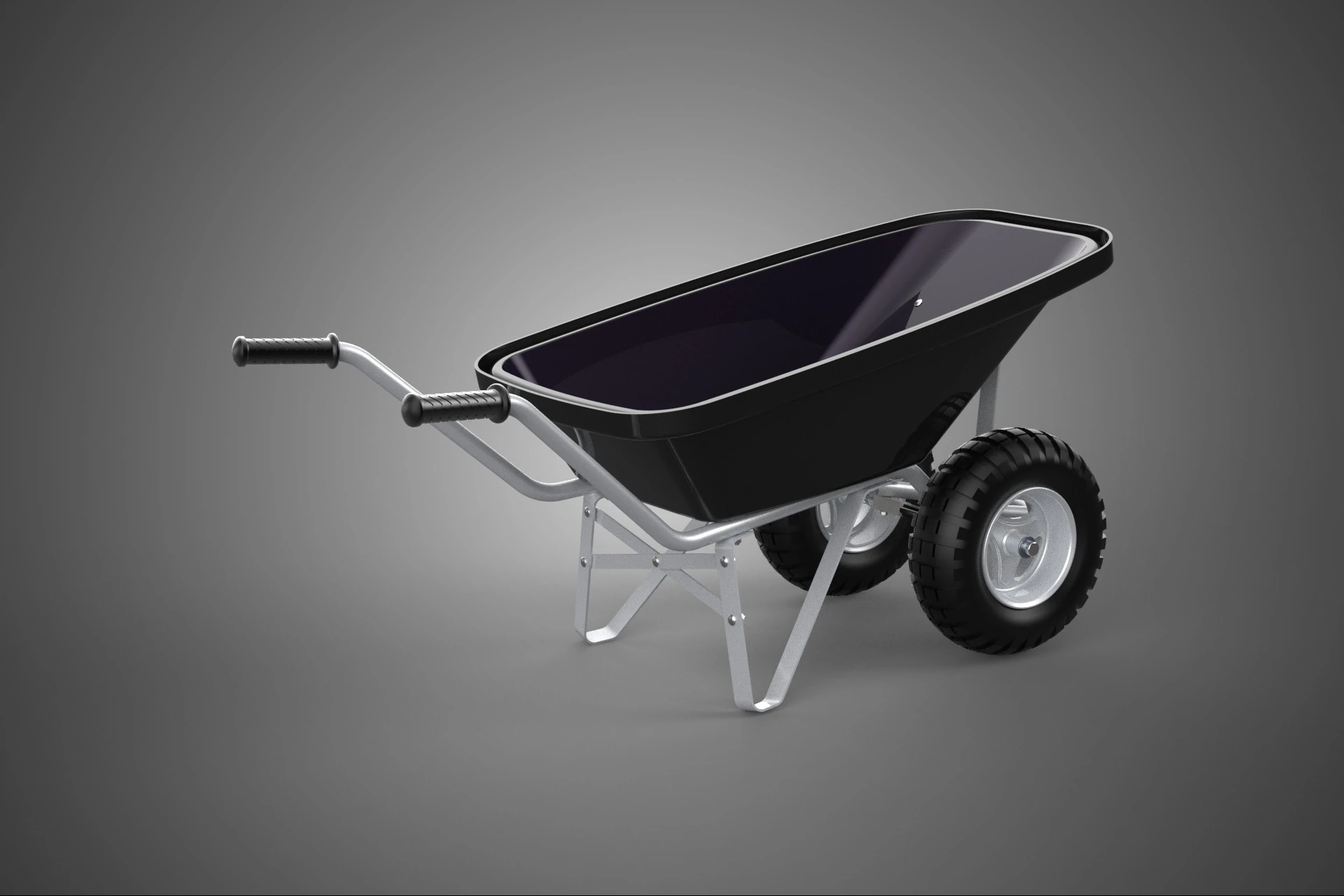 BLACK TUB WHEELBARROW TUBULAR FRAME HANDLES METAL CART TROLLEY 2 3D Model .c4d .max .obj .3ds .fbx .stl .blend 
