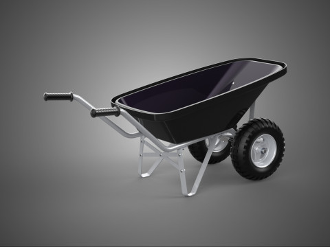 ТАЧКА ЧЕРНАЯ ВАННА ТРУБЧАТАЯ РАМА РУЧКИ МЕТАЛЛИЧЕСКАЯ ТЕЛЕЖКА 2 3D Модель