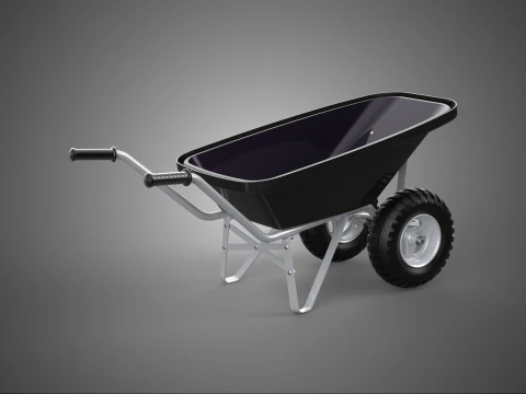 CARRELLO A VASCA NERA CON TELAIO TUBOLARE MANICI IN METALLO CARRELLO CARRELLO 2 Modello 3D