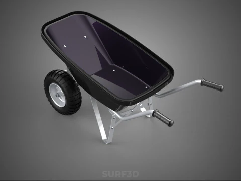 BLACK TUB WHEELBARROW TUBULAR FRAME HANDLES METAL CART TROLLEY 2 3D Model