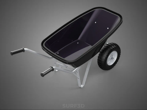 BLACK TUB WHEELBARROW TUBULAR FRAME HANDLES METAL CART TROLLEY 2 3D Model