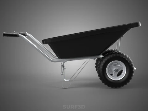 BLACK TUB WHEELBARROW TUBULAR FRAME HANDLES METAL CART TROLLEY 2 3D Model