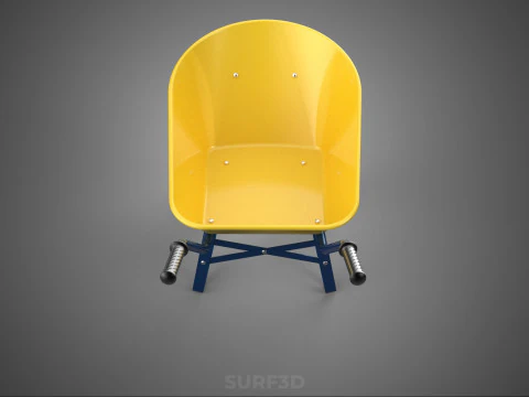 YELLOW TWO WHEELED CONSTRUCTION WHEELBARROW CART TROLLEY WAGON 2 3D Model