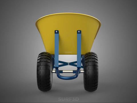 YELLOW TWO WHEELED CONSTRUCTION WHEELBARROW CART TROLLEY WAGON 2 3D Model