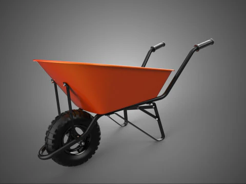NARANJA NEGRO TRANSPORTADOR CARRETILLA CARRO CARRO RUEDA CARGA Modelo 3D
