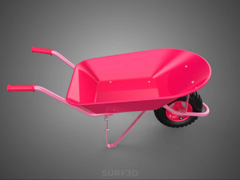 TOY PINK WHEELBARROW CART TROLLEY CHILD KIDS CHILDREN FUN PLAY 3D Model