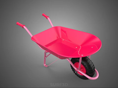 TOY PINK WHEELBARROW CART TROLLEY CHILD KIDS CHILDREN FUN PLAY 3D Model