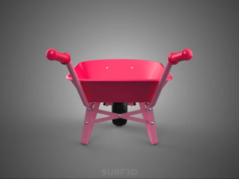 TOY PINK WHEELBARROW CART TROLLEY CHILD KIDS CHILDREN FUN PLAY 3D Model