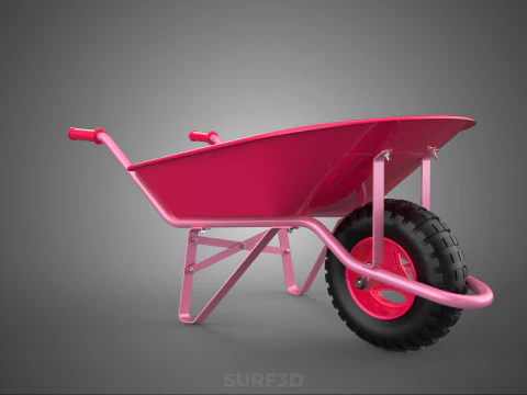 TOY PINK WHEELBARROW CART TROLLEY CHILD KIDS CHILDREN FUN PLAY 3D Model