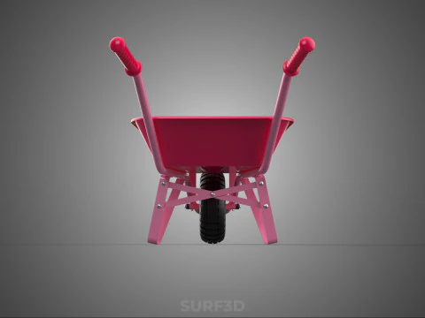 TOY PINK WHEELBARROW CART TROLLEY CHILD KIDS CHILDREN FUN PLAY 3D Model