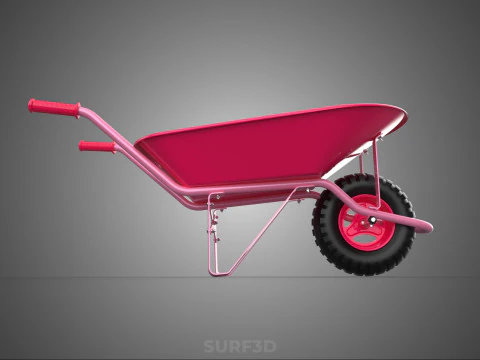 TOY PINK WHEELBARROW CART TROLLEY CHILD KIDS CHILDREN FUN PLAY 3D Model