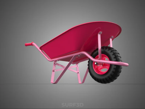 TOY PINK WHEELBARROW CART TROLLEY CHILD KIDS CHILDREN FUN PLAY 3D Model