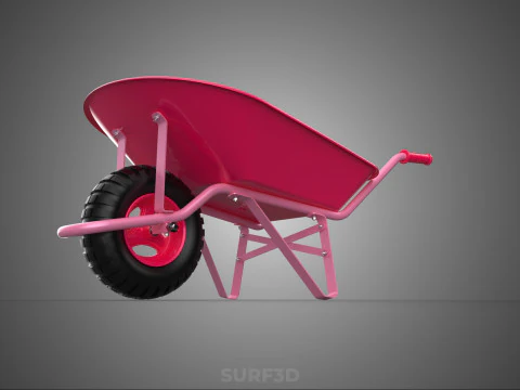 TOY PINK WHEELBARROW CART TROLLEY CHILD KIDS CHILDREN FUN PLAY 3D Model