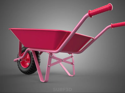 TOY PINK WHEELBARROW CART TROLLEY CHILD KIDS CHILDREN FUN PLAY 3D Model