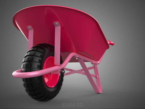 TOY PINK WHEELBARROW CART TROLLEY CHILD KIDS CHILDREN FUN PLAY 3D Model