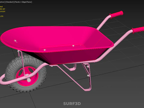 TOY PINK WHEELBARROW CART TROLLEY CHILD KIDS CHILDREN FUN PLAY 3D Model
