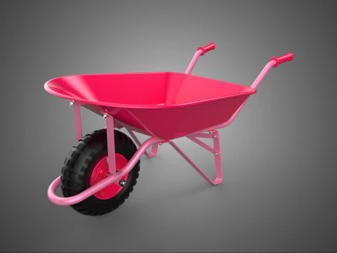 PINK WAGON TOY WHEELBARROW CART LITTLE KID CHILDREN GARDEN TOYS 3D Model
