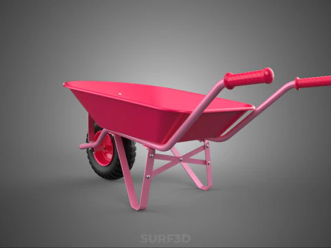 PINK WAGON TOY WHEELBARROW CART LITTLE KID CHILDREN GARDEN TOYS 3D Model