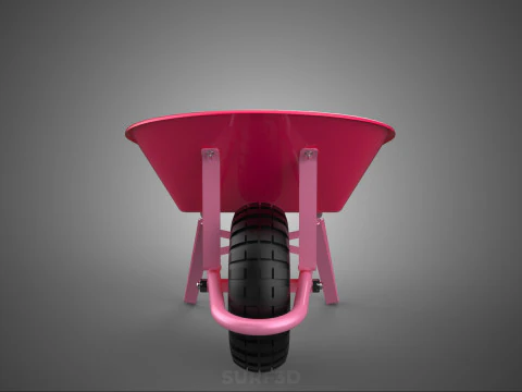 PINK WAGON TOY WHEELBARROW CART LITTLE KID CHILDREN GARDEN TOYS 3D Model