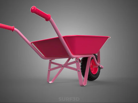PINK WAGON TOY WHEELBARROW CART LITTLE KID CHILDREN GARDEN TOYS 3D Model