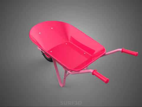 PINK WAGON TOY WHEELBARROW CART LITTLE KID CHILDREN GARDEN TOYS 3D Model