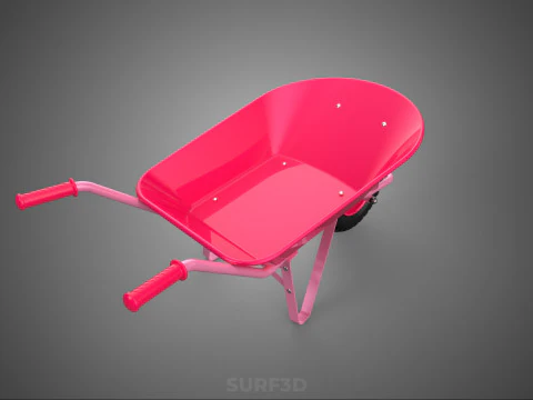 PINK WAGON TOY WHEELBARROW CART LITTLE KID CHILDREN GARDEN TOYS 3D Model